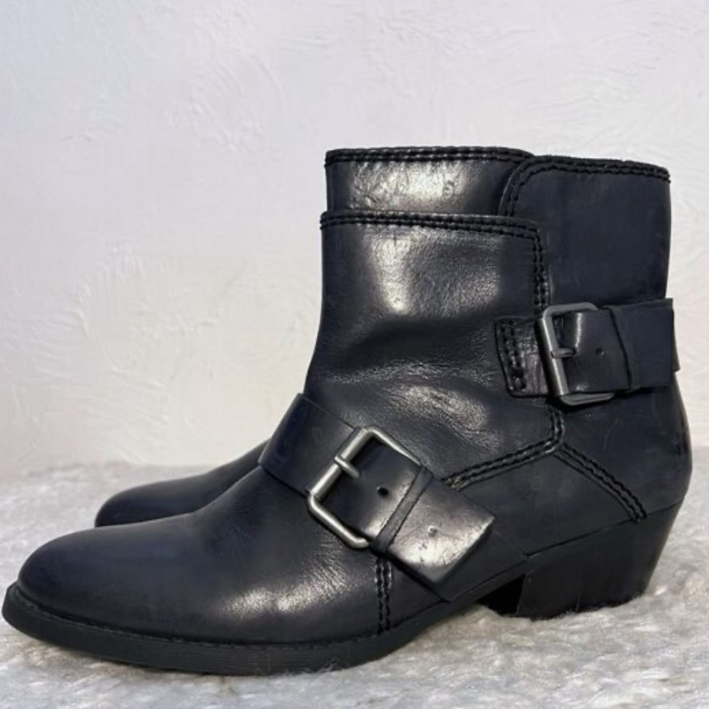 Nine West Vintage Vasabady Black Leather Ankle Boots Women’s Size 9.5